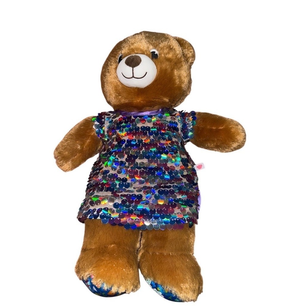 Build-A-Bear Workshop Happy Birthday‎ Teddy Bear Plush Sequin dress